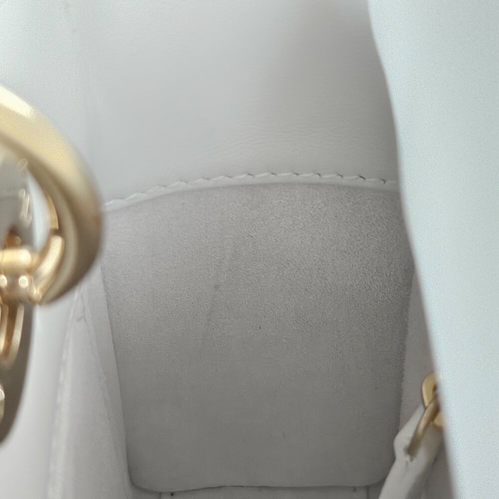 SOLD Dior Small Lady White Cannage Lambskin With Gold-Finish Butterfly Studs - Picture 7 of 13